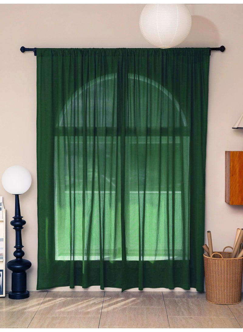 2 Panels Pocket Lace Thick Semi Sheer Voile Curtains Green Tulle Drapes，Portiere Door Curtain 160 cm width, 210 cm length, Romantic gauze curtains, Breathable Curtains for Living Room Bedroom Decor - Image 2
