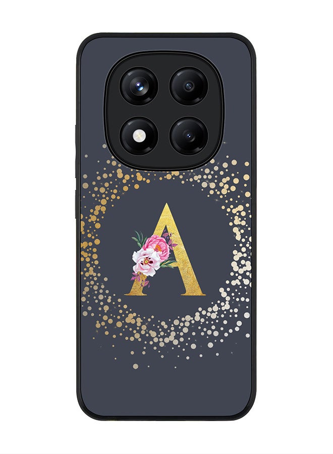 Stylizedd For Xiaomi Redmi Note 14 Pro 4G 4G Case,Slim fit Camera Protection, Shockproof Thin Phone cover  - Custom Monogram Floral - A  (Grey ) - Image 1