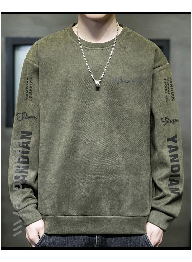 Large Size Fashionable Men's Letter Printed Loose Long Sleeved T-shirt  - Image 2