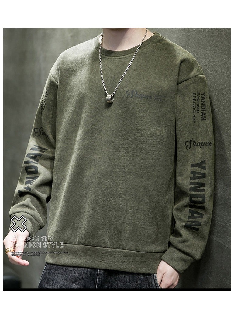 Large Size Fashionable Men's Letter Printed Loose Long Sleeved T-shirt  - Image 3