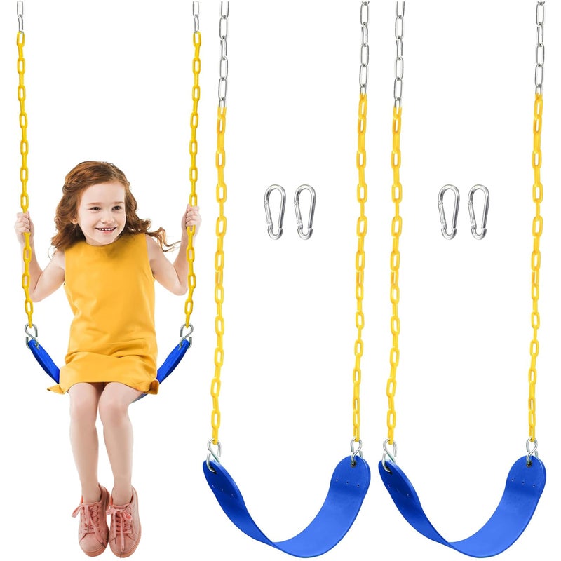 TURFEE 2 Pack Swing for Outdoor Swing Set Swing Seat Replacement Kit with 66 Heavy Duty Chains 4 Snap Hook for Kids Outdoor Play Playground Trees Playground Blue - Image 2