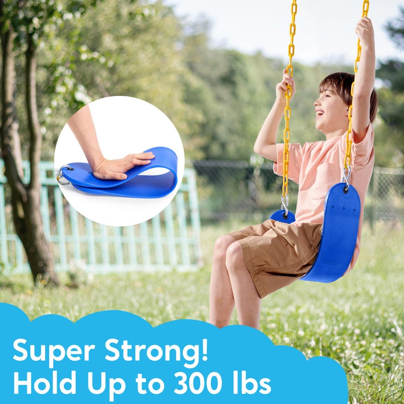 TURFEE 2 Pack Swing for Outdoor Swing Set Swing Seat Replacement Kit with 66 Heavy Duty Chains 4 Snap Hook for Kids Outdoor Play Playground Trees Playground Blue - Image 3