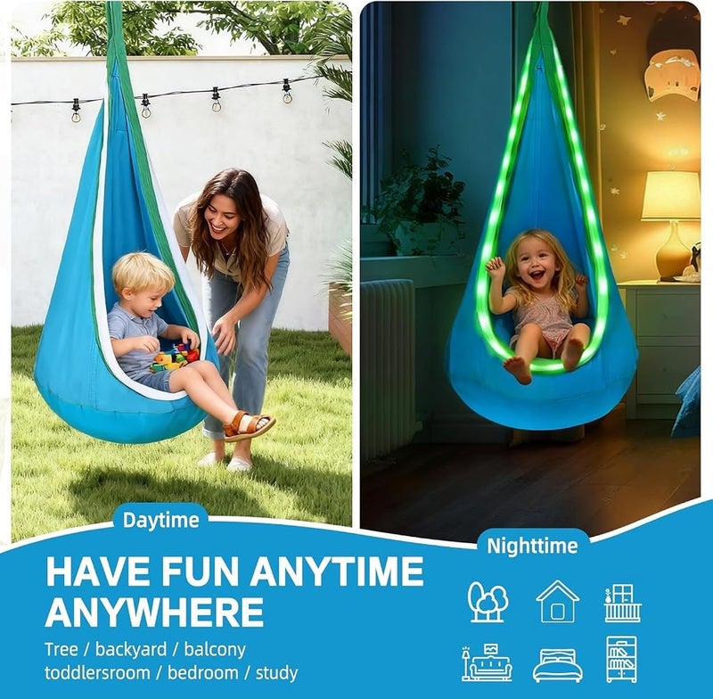 LinJie Kids Pod Swing Seat, Child Hammock Swing Chair, Sensory Swing for Indoor and Outdoor Use, with Air Cushion（royal blue） - Image 3