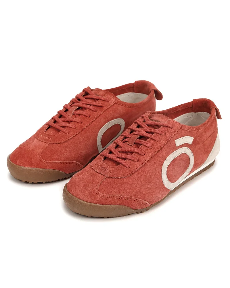 بيواكوف Men's Orange Nitro Color Block Suede Leather Low-Top Sneakers