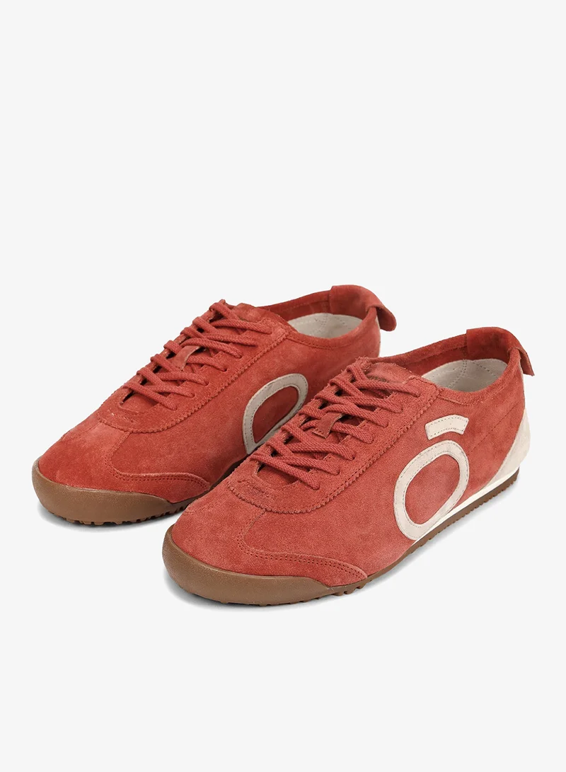 بيواكوف Men's Orange Nitro Color Block Suede Leather Low-Top Sneakers