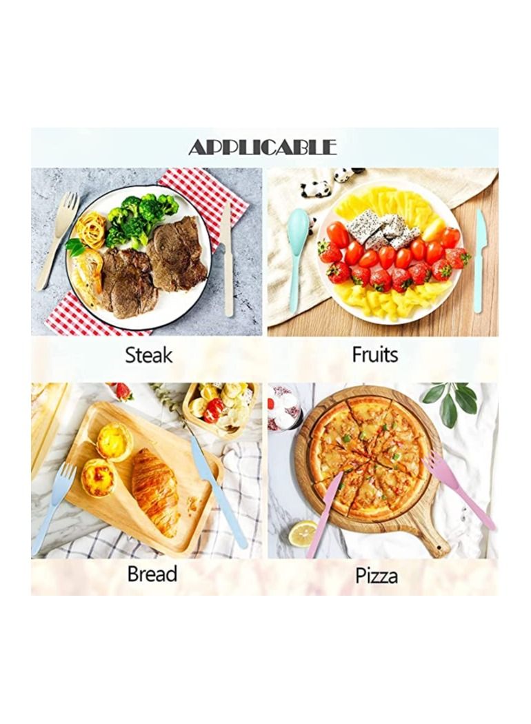 MahMir Reusable Wheat Straw Cutlery Spoon Knife Fork Tableware set Travel Utensils Set with Case Eco Friendly BPA Free Cutlery for Kids and Adults as Travel Picnic Camping Utensils  ( Beige ) - Image 2