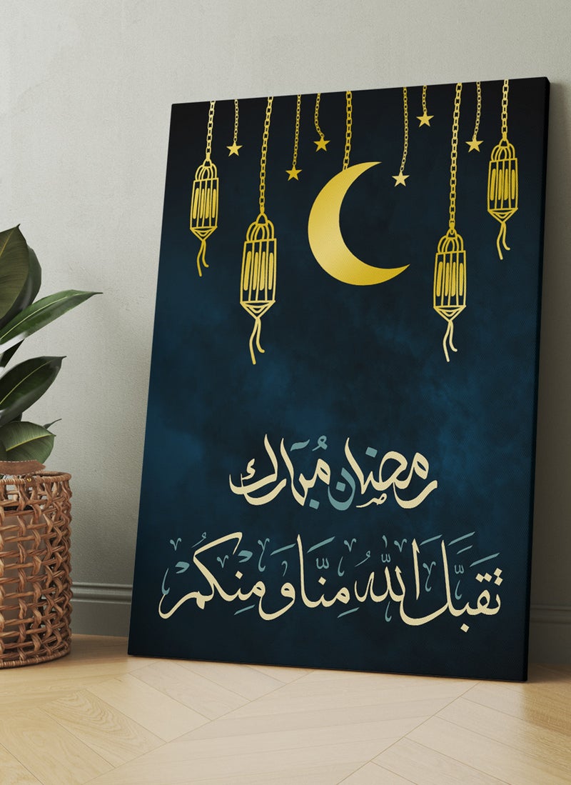LOWHA Canvas Wall Art Stretched Over Wooden Frame with Ramadan Kareem Painting - Image 1