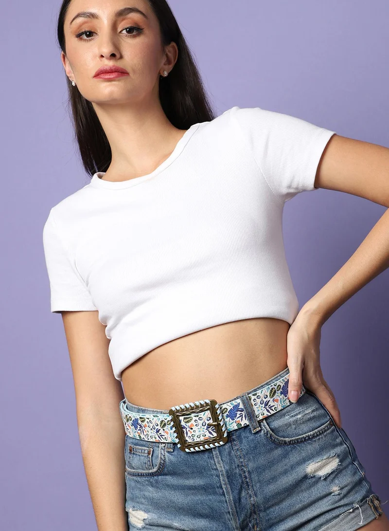 Haute Sauce Blue Printed Waist Belt