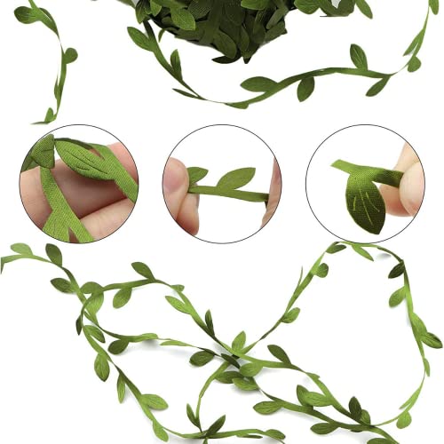 BS AMOR Artificial Hanging Olive Green Leaves Leaf Trim Ribbon -3 Meter - for DIY Craft Party Wedding Home Decoration (Olive Green) (3 Meter) - Image 4