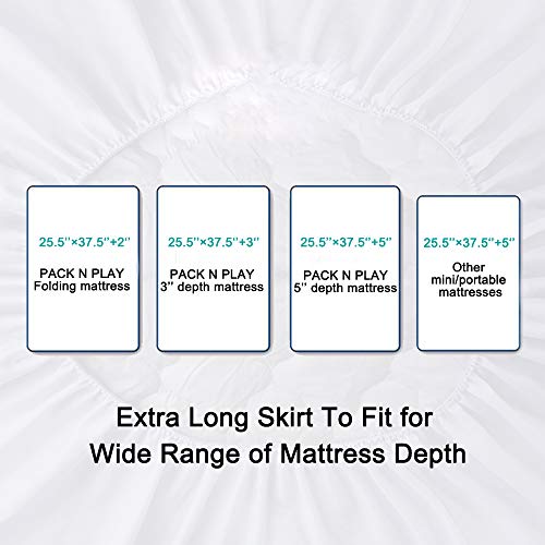 Biloban Pack and Play Sheets Mattress Pad Protector Fitted Waterproof Playard Mattress Cover, Compatible with Graco Pack n Play & Dream On Me & Pamo Babe, Playpen/Playard Sheet Quilted, Gray, 39" x 27" - Image 5