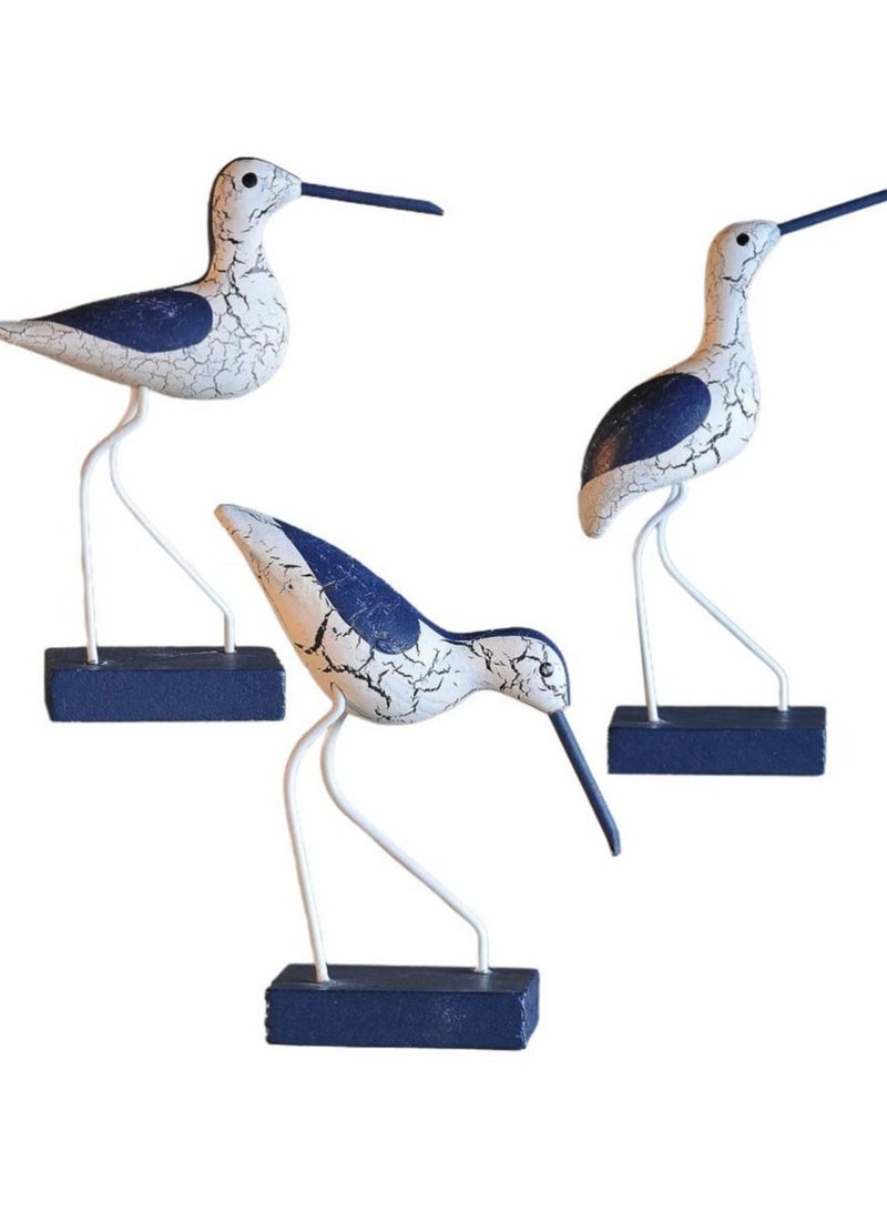 Captaintech Wooden Seagull Figurine, Cute Nautical Decorations Ornaments Mediterranean Style Coastal Beach Room Garden Decoration for Bedroom Living Room (3 Pcs） - Image 1