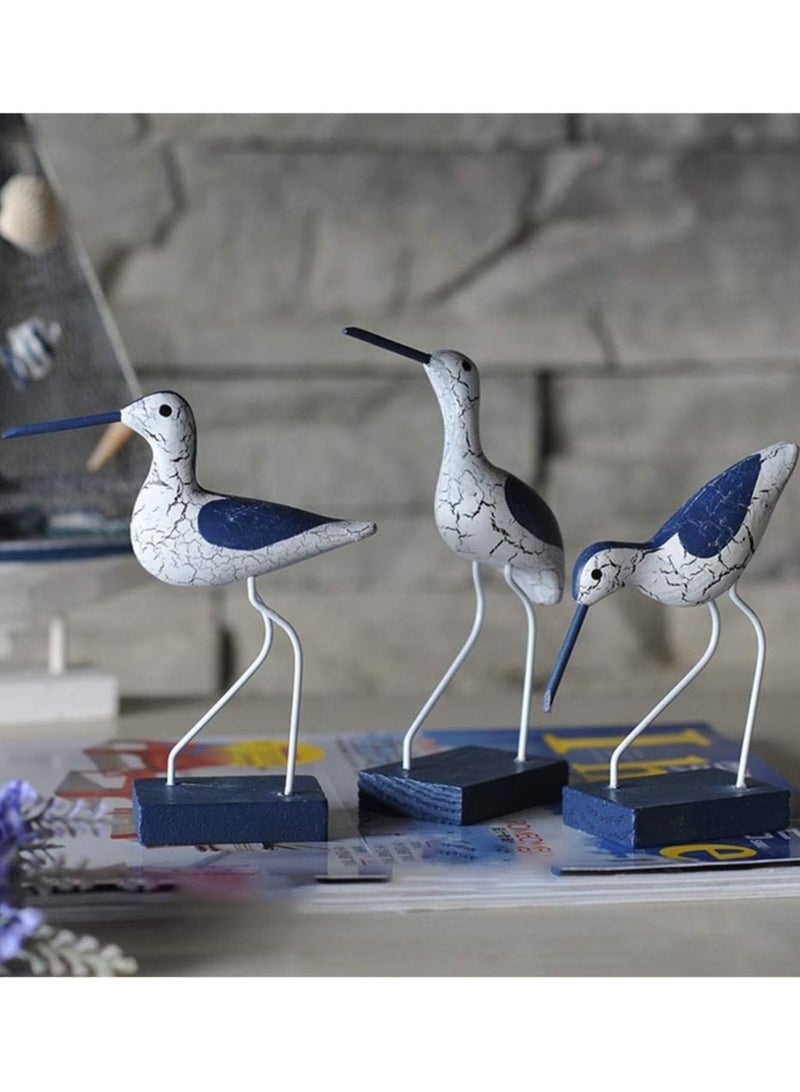 Captaintech Wooden Seagull Figurine, Cute Nautical Decorations Ornaments Mediterranean Style Coastal Beach Room Garden Decoration for Bedroom Living Room (3 Pcs） - Image 2