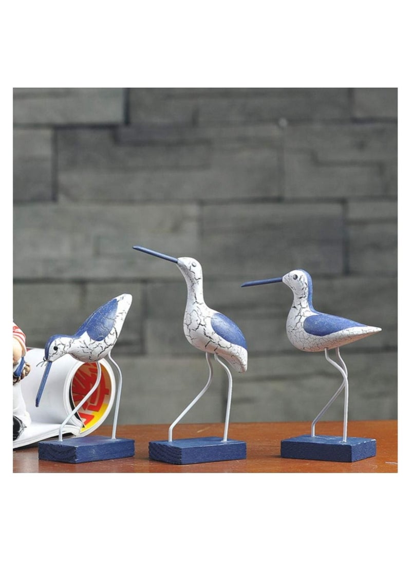 Captaintech Wooden Seagull Figurine, Cute Nautical Decorations Ornaments Mediterranean Style Coastal Beach Room Garden Decoration for Bedroom Living Room (3 Pcs） - Image 3