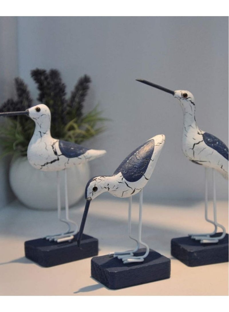 Captaintech Wooden Seagull Figurine, Cute Nautical Decorations Ornaments Mediterranean Style Coastal Beach Room Garden Decoration for Bedroom Living Room (3 Pcs） - Image 4