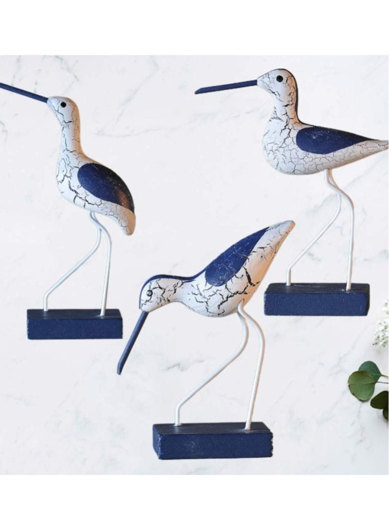 Captaintech Wooden Seagull Figurine, Cute Nautical Decorations Ornaments Mediterranean Style Coastal Beach Room Garden Decoration for Bedroom Living Room (3 Pcs） - Image 5