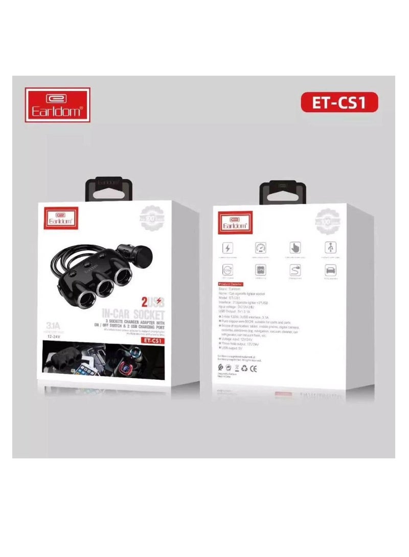 أيرلدوم 2 USB In-Car Socket 3.1A شاحن سريع التكيف مع مقبس ولاعة السجائر أسود - Image 4