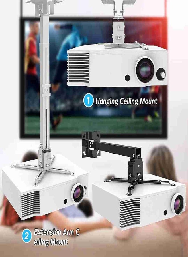 Wownect Universal Projector Ceiling Mount for Projectors with Adjustable Height and Extendable Arms Mount for Home and Office Projector for Ceiling and Walls [Capacity Up to 30 kg] - Black - Image 2