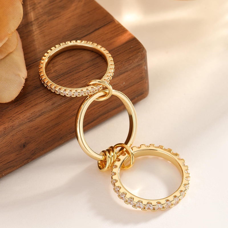 HOSICRON Gold Stackable Rings for Women Non Tarnish, Dainty Stackable 18k Gold Plated CZ Cubic Zirconia Rings, Gold Knuckle Women Rings Set (G, 7) - Image 4