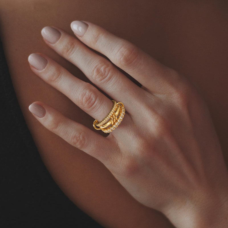 HOSICRON Gold Stackable Rings for Women Non Tarnish, Dainty Stackable 18k Gold Plated CZ Cubic Zirconia Rings, Gold Knuckle Women Rings Set (G, 7) - Image 3
