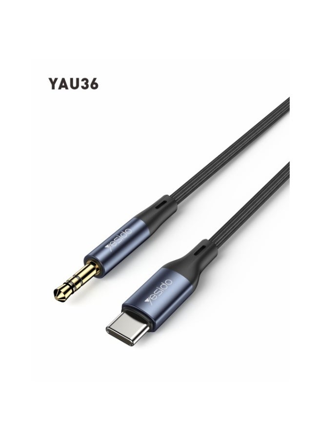 يسيدو كابل صوت AUX إلى Type C من YESIDO - كابل USB-C إلى AUX مقاس 3.5 مم بطول متر واحد - مضفر من النايلون، صوت عالي الدقة، متوافق مع الهواتف الذكية، وأنظمة صوت السيارة، وسماعات الرأس - Image 1