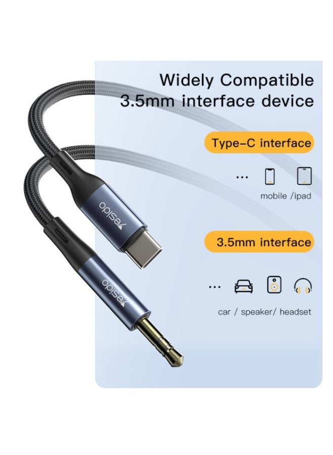 يسيدو كابل صوت AUX إلى Type C من YESIDO - كابل USB-C إلى AUX مقاس 3.5 مم بطول متر واحد - مضفر من النايلون، صوت عالي الدقة، متوافق مع الهواتف الذكية، وأنظمة صوت السيارة، وسماعات الرأس - Image 5