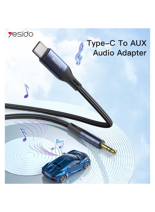 يسيدو كابل صوت AUX إلى Type C من YESIDO - كابل USB-C إلى AUX مقاس 3.5 مم بطول متر واحد - مضفر من النايلون، صوت عالي الدقة، متوافق مع الهواتف الذكية، وأنظمة صوت السيارة، وسماعات الرأس - Image 3