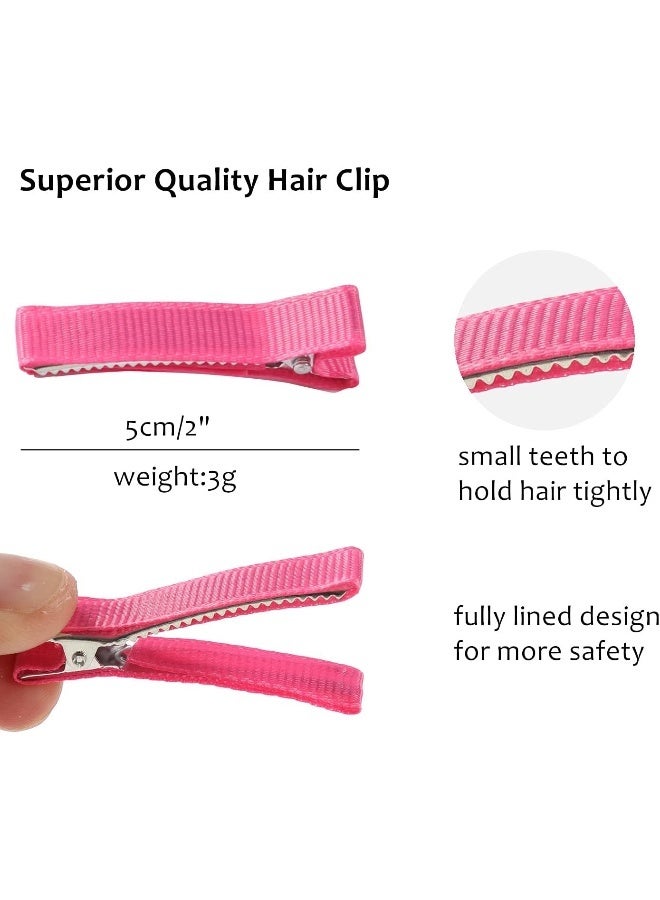 Cinaci 60 Pack/30 Pairs Solid 2 Inch Grosgrain Ribbon Fabric Covered Fully Lined Alligator Hair Clips Duckbill Small Cloth Wrapped Barrette DIY Craft Hair Bows Accessories for Baby Girls Toddlers Kids - Image 2