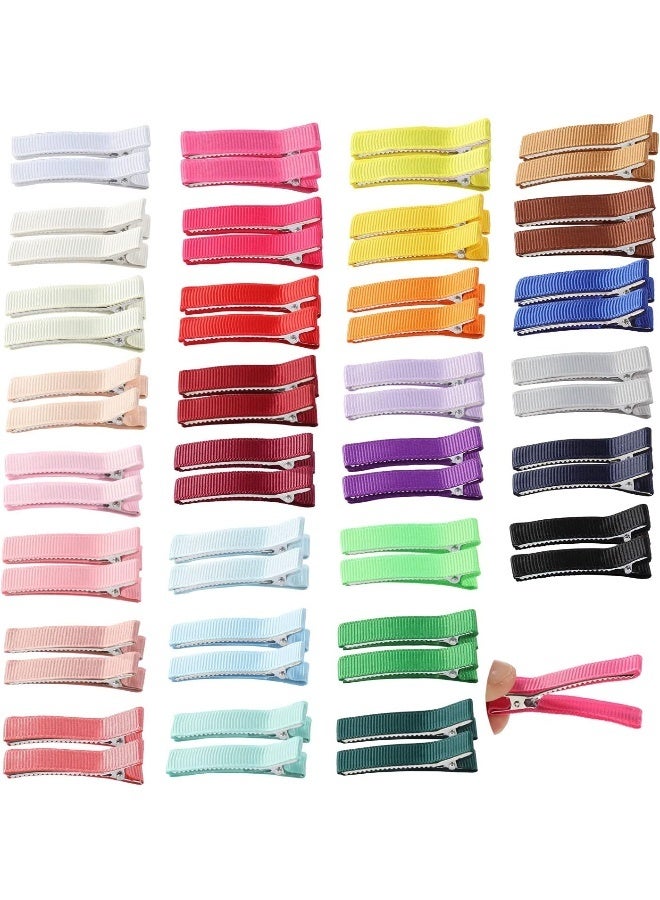 Cinaci 60 Pack/30 Pairs Solid 2 Inch Grosgrain Ribbon Fabric Covered Fully Lined Alligator Hair Clips Duckbill Small Cloth Wrapped Barrette DIY Craft Hair Bows Accessories for Baby Girls Toddlers Kids - Image 1
