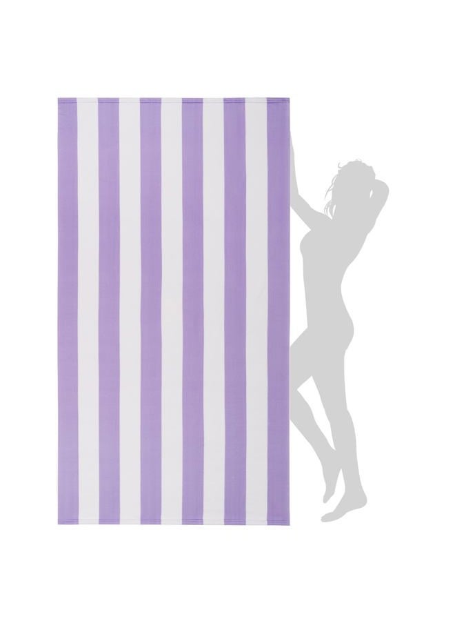 WILFA Extra Large Beach Towel - Oversized Mircofiber Towel 40 x 70 inches, XL Striped Lightweight Pool Towel, Big Cabana Swim Travel Towel for Adults Mens Women,Light Purple - Image 1
