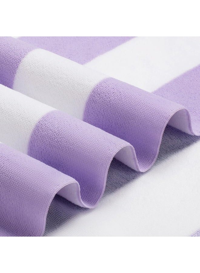 WILFA Extra Large Beach Towel - Oversized Mircofiber Towel 40 x 70 inches, XL Striped Lightweight Pool Towel, Big Cabana Swim Travel Towel for Adults Mens Women,Light Purple - Image 3