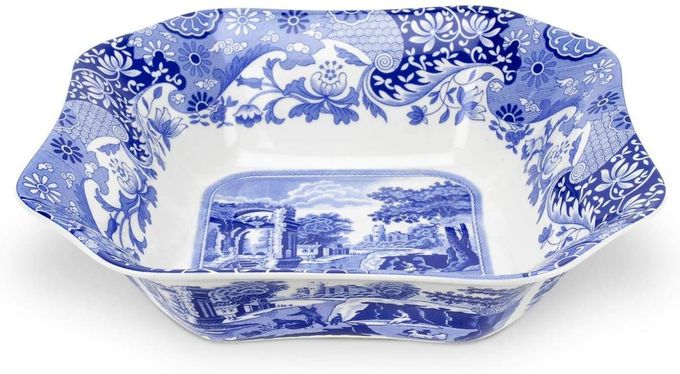 Spode Blue Italian Square Serving Bowl | 9.5 Inch Serving Bowl for Appetizers, Salad, and Pasta | Made from Fine Porcelain | Microwave and Dishwasher Safe - Image 1