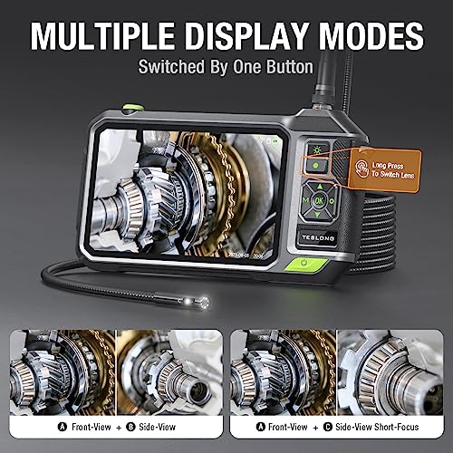Teslong Triple Lens Borescope with 7" IPS Screen, 1080P HD Industrial Endoscope Inspection Camera with Light, 16.5FT Flexible Automotive Mechanic Scope Tool, Waterproof Pipe Snake Camera in Wall Cam - Image 4