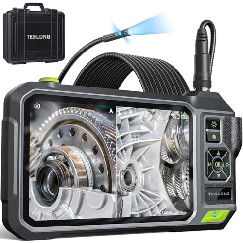 Teslong Triple Lens Borescope with 7" IPS Screen, 1080P HD Industrial Endoscope Inspection Camera with Light, 16.5FT Flexible Automotive Mechanic Scope Tool, Waterproof Pipe Snake Camera in Wall Cam - Image 1