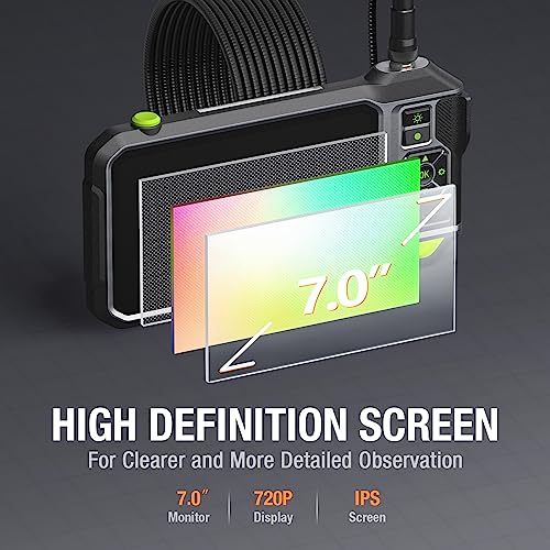 Teslong Triple Lens Borescope with 7" IPS Screen, 1080P HD Industrial Endoscope Inspection Camera with Light, 16.5FT Flexible Automotive Mechanic Scope Tool, Waterproof Pipe Snake Camera in Wall Cam - Image 2