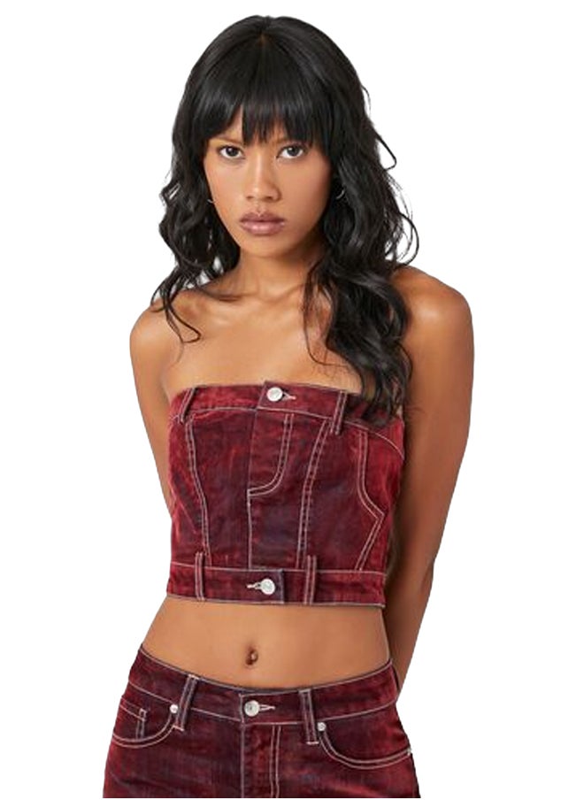FOREVER 21 Velvet Cropped Tube Top  - Image 1