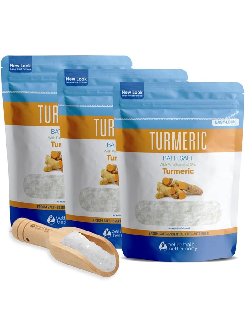 Better Bath Better Body Turmeric Bath Salt 3 Pack with Scoop 6 Lbs Total Total Bath Aromatherapy Pure Essential Oils in BPA Free Pouch with Press Lock Seal Made in USA Three 2 Lbs Bundle 