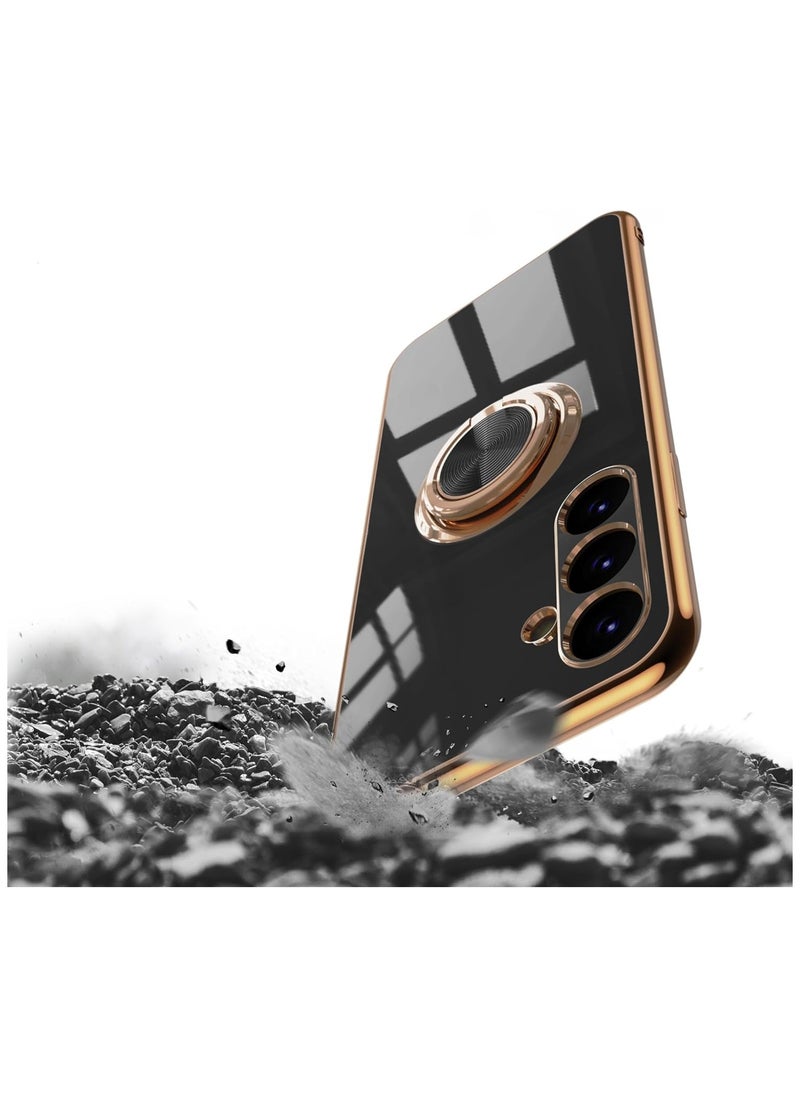 General Case for SAMSUNG A55 5G - Ultra Slim Fit [Swivel Ring Stand] [Deluxe Gold Metallic] Silicone Soft TPU Cover [Shock Protection]  - Image 2