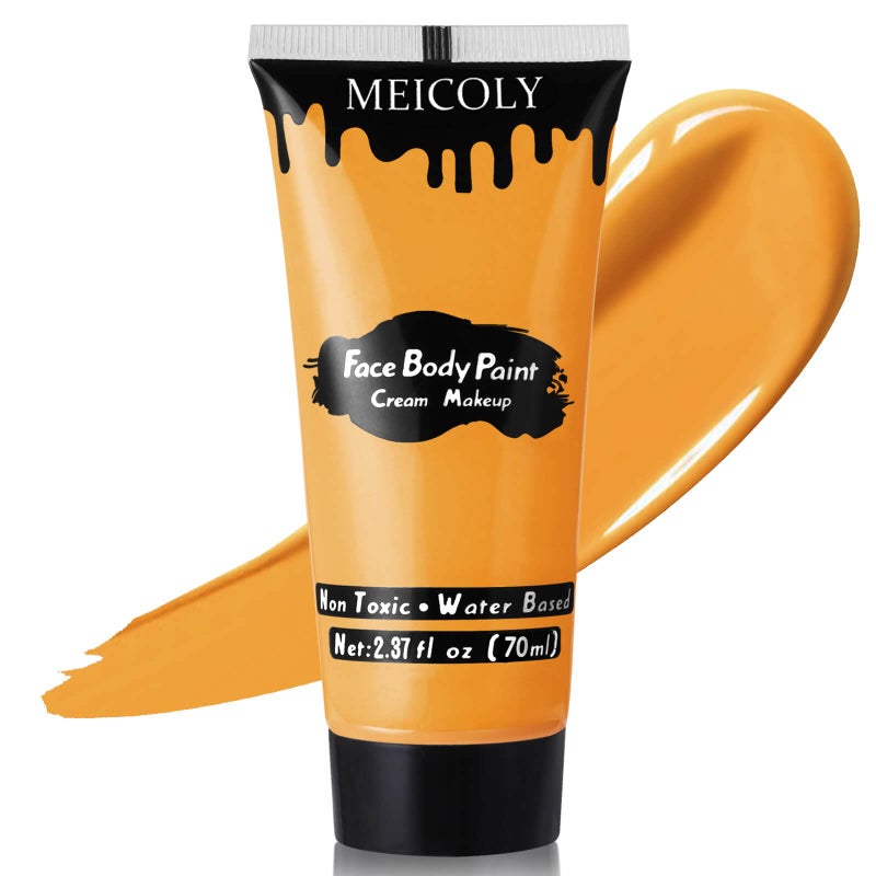 MEICOLY Orange Cream Face Body Paint237Oz Large Tube Water Based Washable Face PaintNonToxic Full Body Paint for Adults and Children Pumpkin Halloween SFX Special Effects Cosplay MakeupOrange