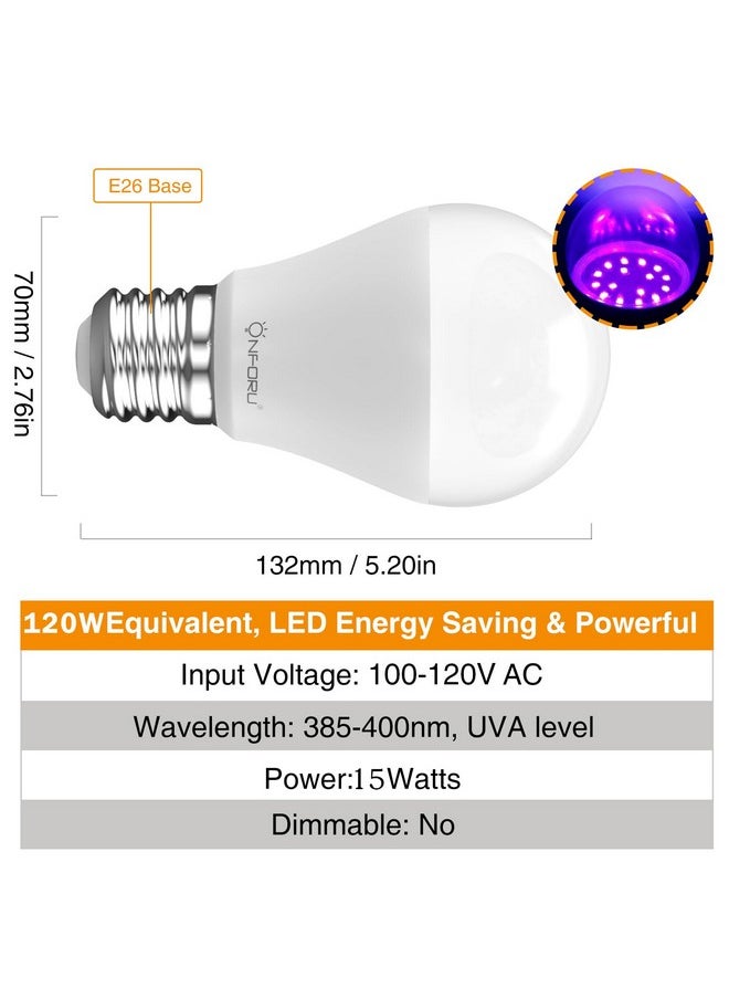 Onforu Onforu 15W LED Black Light Bulbs, A19 E26 Blacklight Bulb 120W Equivalent, Purple Bulb 385-400nm, Glow in The Dark for Halloween, Black Light Party, Body Paint, Fluorescent Poster, 6 Pack  - Image 4