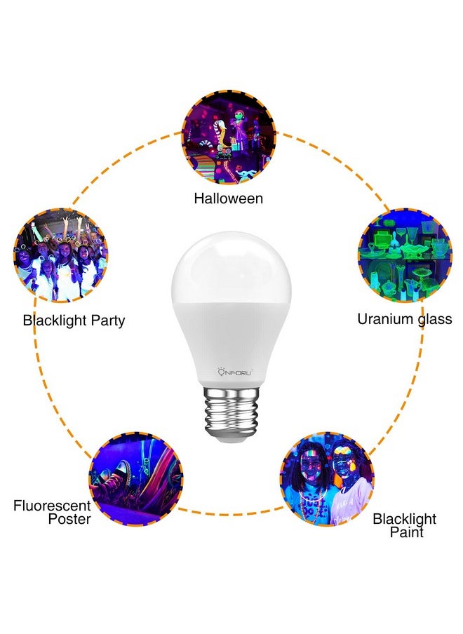 Onforu Onforu 15W LED Black Light Bulbs, A19 E26 Blacklight Bulb 120W Equivalent, Purple Bulb 385-400nm, Glow in The Dark for Halloween, Black Light Party, Body Paint, Fluorescent Poster, 6 Pack  - Image 3