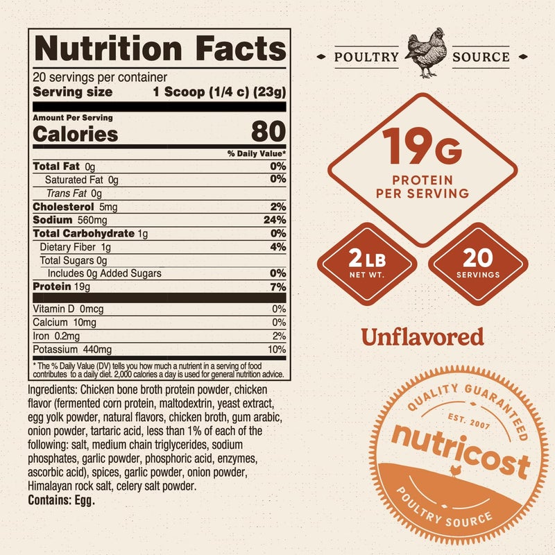 Nutricost Chicken Bone Broth Protein Powder (Chicken Soup Flavored, 20 Servings) - Image 2