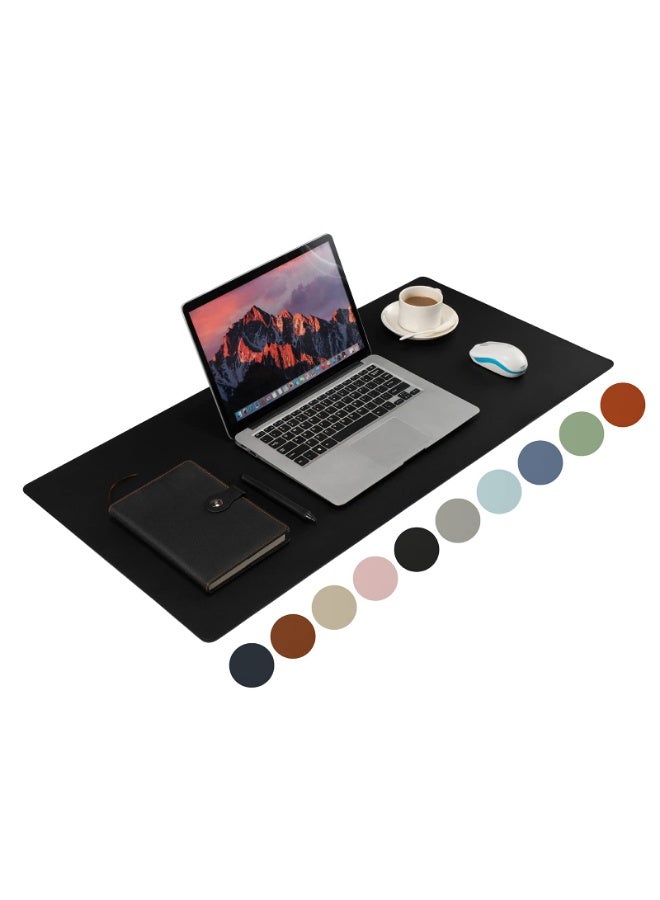 Leather Desk Pad,Wolaile 36x17 inch Large Mouse Pad,Waterproof Non-Slip Writing Desk Blotter,Computer Mat Desktop Protector for Office Home,Black - Image 1