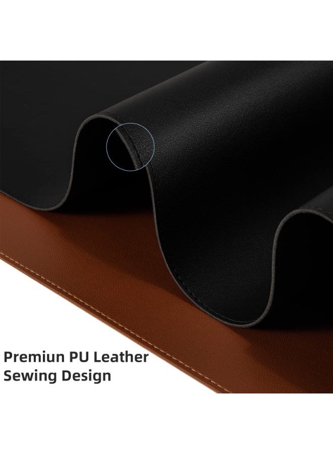 Leather Desk Pad,Wolaile 36x17 inch Large Mouse Pad,Waterproof Non-Slip Writing Desk Blotter,Computer Mat Desktop Protector for Office Home,Black - Image 3