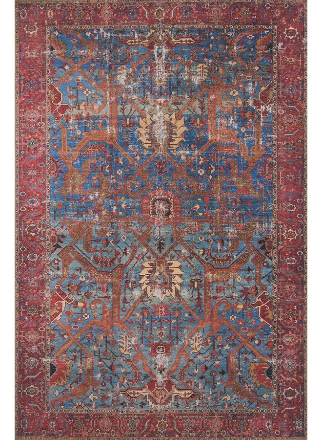Loloi II Loren Blue/Red 3'-6" x 5'-6" Accent Rug - Image 1