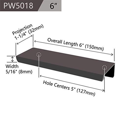 Jetland Cabinets Drawers Edge Pulls - 8-Pack, 6" Overall Length, Black, Concealed Tab Pulls for Kitchen Garage Cabinet Drawers, PW5018B128 - Image 2