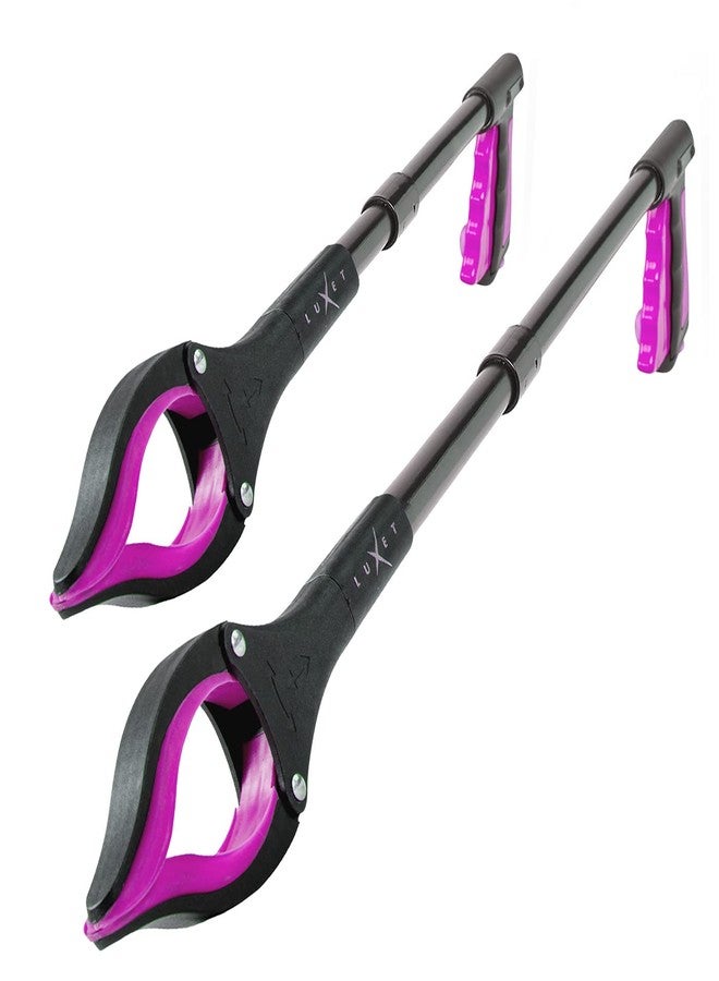 Luxet Grabber Reacher Tool - 2 Pack - Latest Version Long 19/32 Inch Foldable Pick Up Stick - Strong Grip Magnetic Tip Lightweight Trash Picker Claw Reacher Grabber Tool for Elderly Reaching, Luxet (Pink) - Image 1