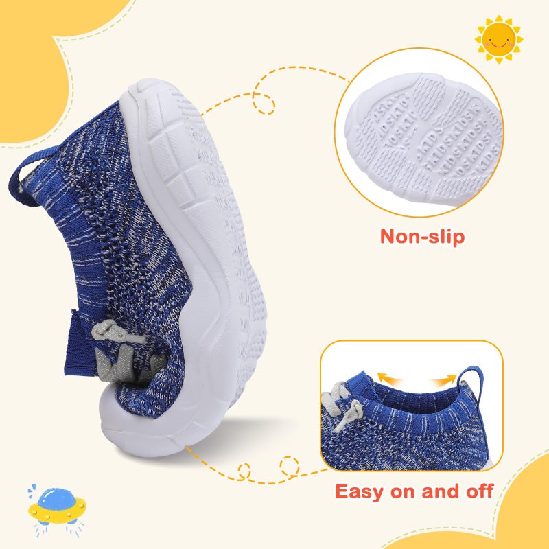 LeIsfIt Toddler Boys Girls Shoes Tennis Shoes Kids Slip on Shoes Breathable Barefoot Sneakers Blue Size 6 - Image 4