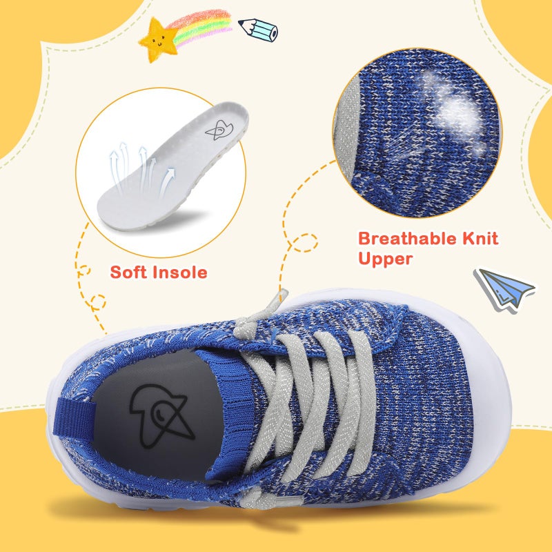 LeIsfIt Toddler Boys Girls Shoes Tennis Shoes Kids Slip on Shoes Breathable Barefoot Sneakers Blue Size 6 - Image 3
