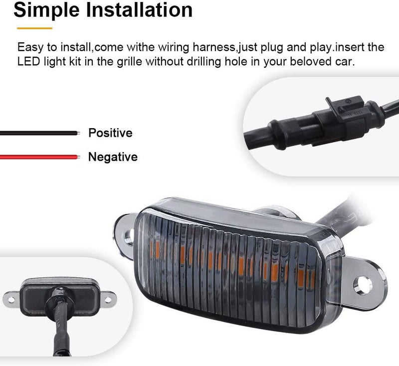 Sidaqi 6LED Amber Front Grille Warning Lights - Image 4