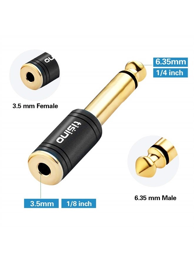 tisino 1/4 Mono to 3.5mm Stereo Adapter, Gold Plated 6.35mm TS Male to 1/8 inch TRS Female Audio Connector - Black, 1 Pack - Image 4